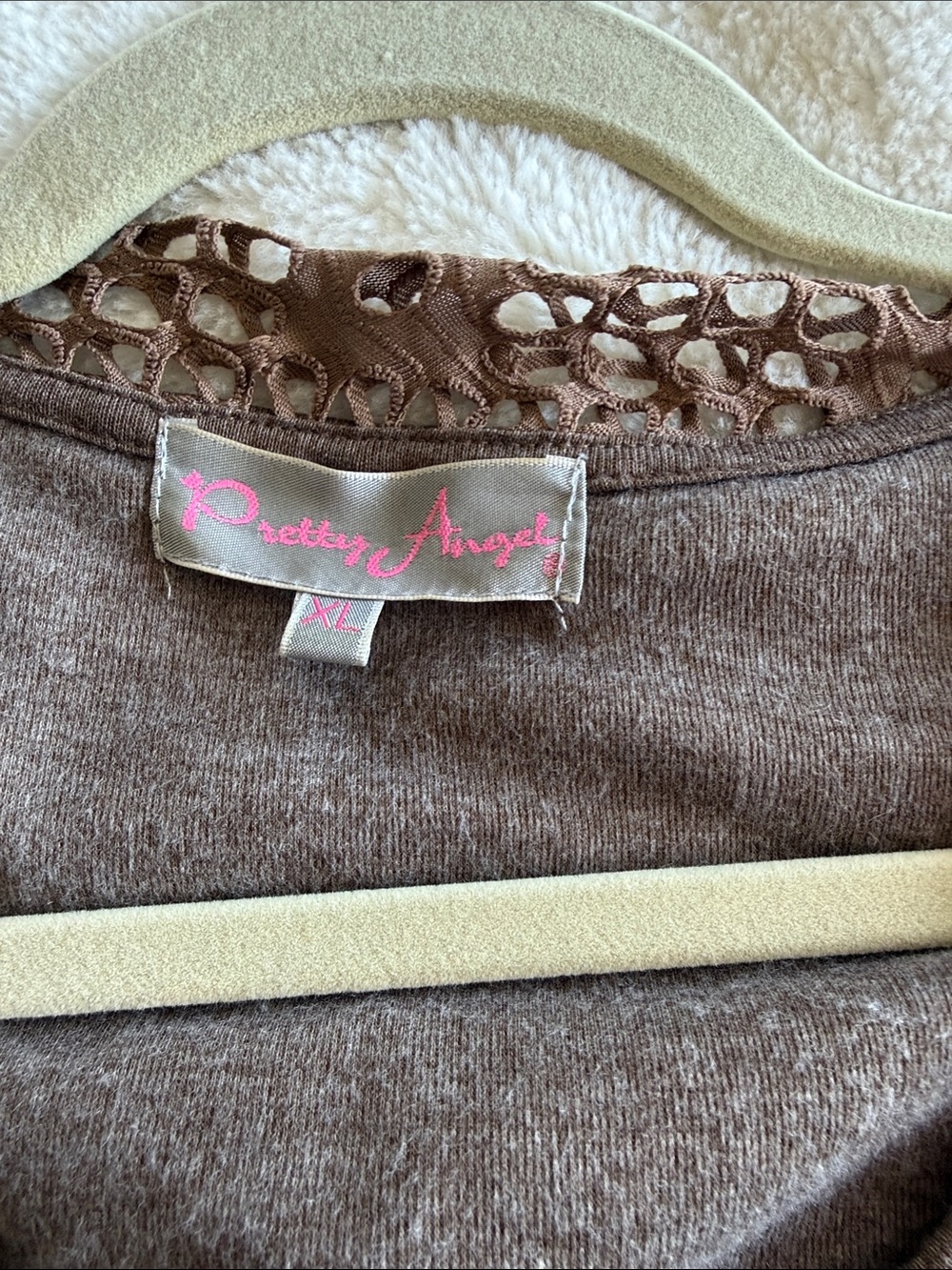 Pretty Angel Brown Crochet-Trim Tunic Top - Picture 4 of 5